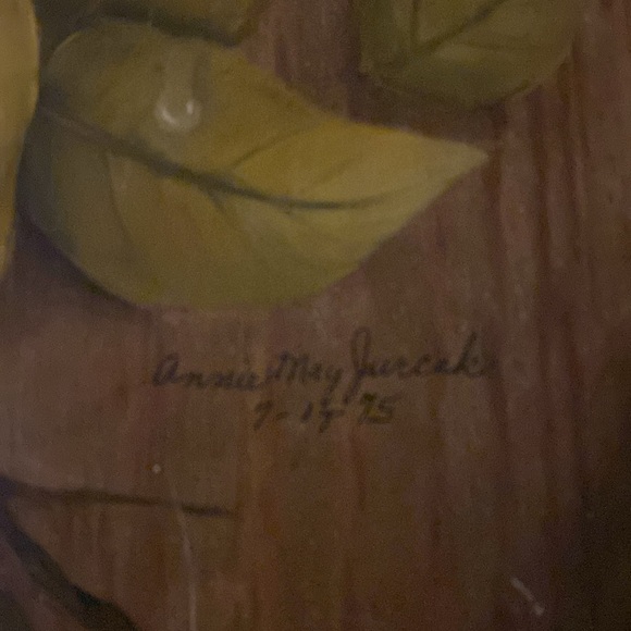 Vintage 1970s hand painted lemon wood cutting board - Picture 4 of 4